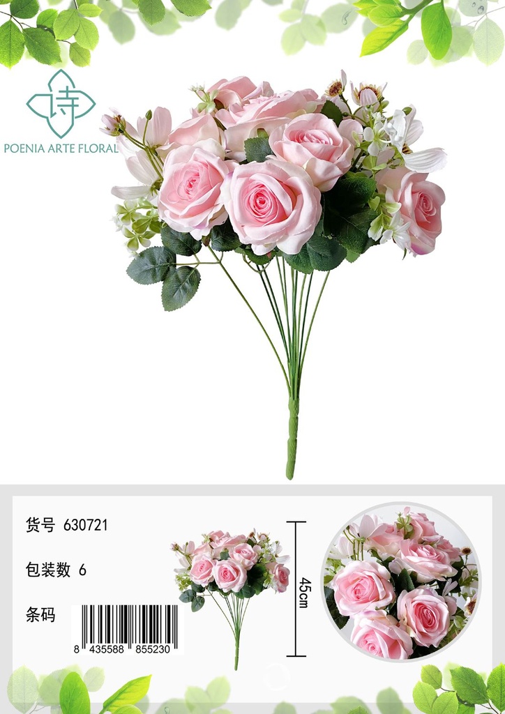 Ramo de flores artificiales rosas ángeles (11 cabezas)