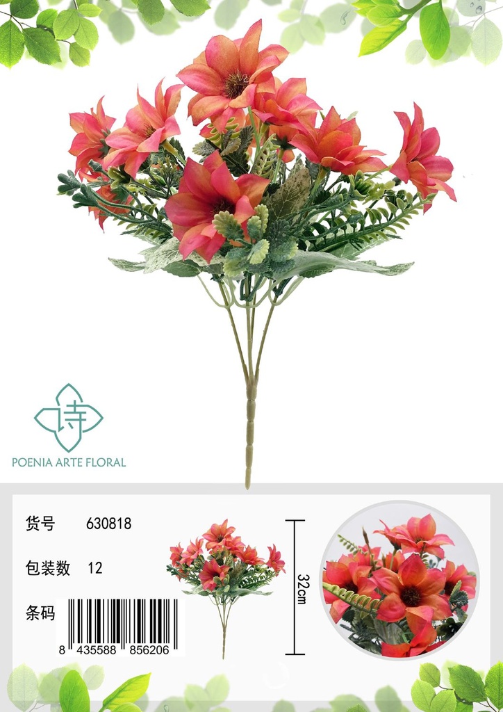 Flor decorativa artificial en ramillete pequeño para arreglos