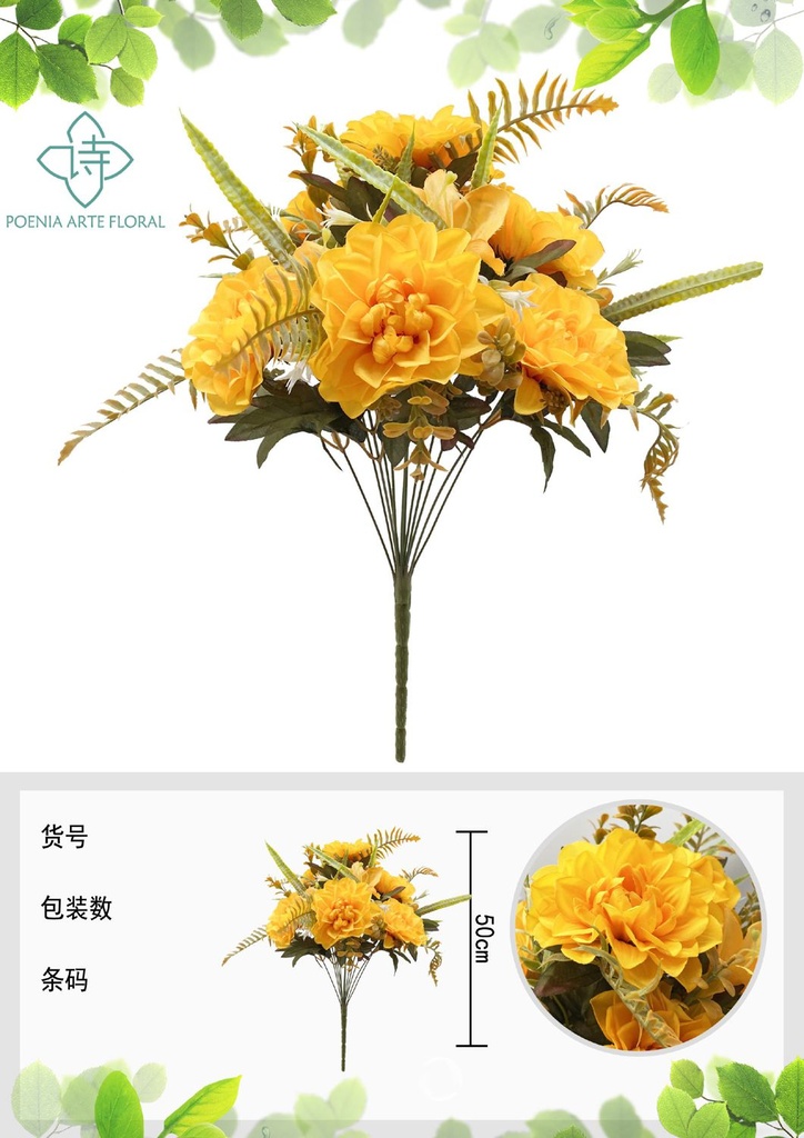 Ramo de dalias artificiales para decoración