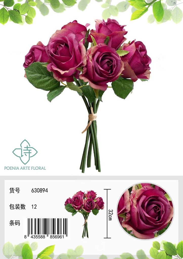 Ramo de flores artificiales: ramo de rosas búlgaras 7 cabezas