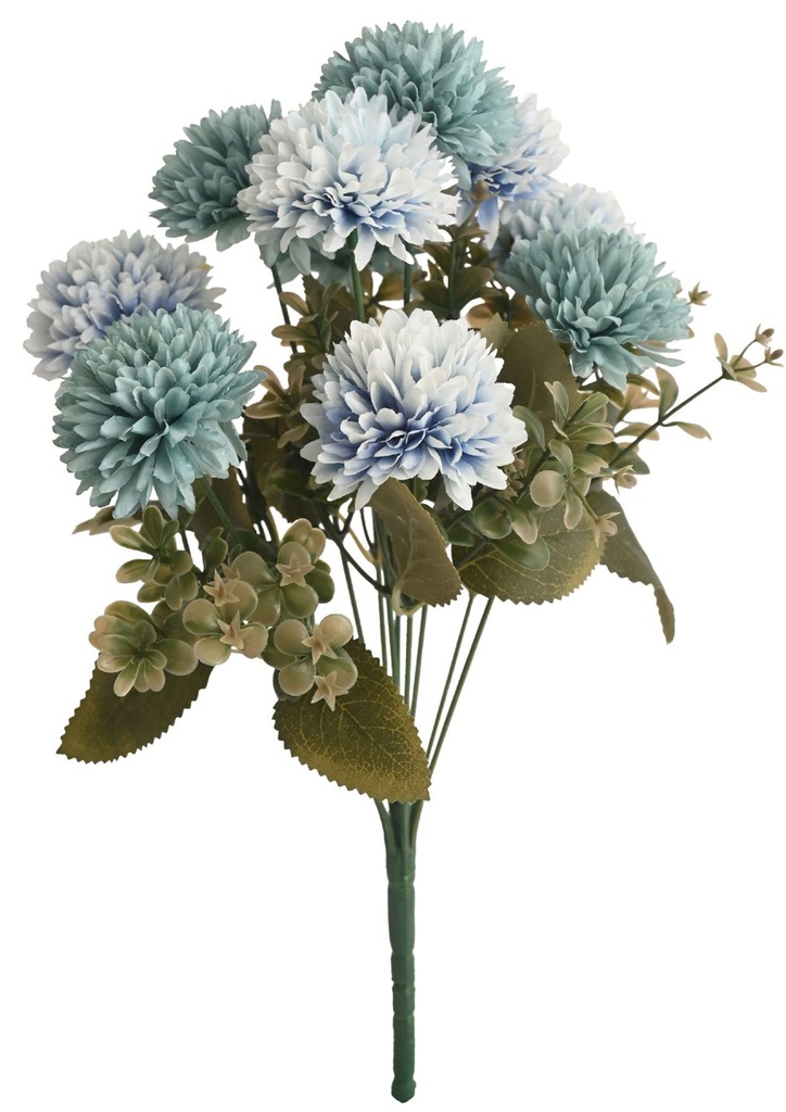Ramo de 10 cabezas de bola de crisantemo 40cm - Flores artificiales 