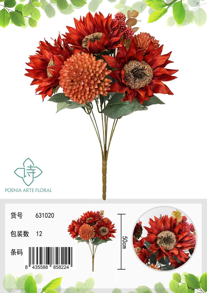 Ramo de girasoles y flores variadas - Decoraciones artificiales