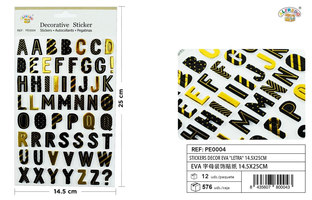 Stickers decorativos EVA "letra" 14.5x25cm para manualidades y decoración