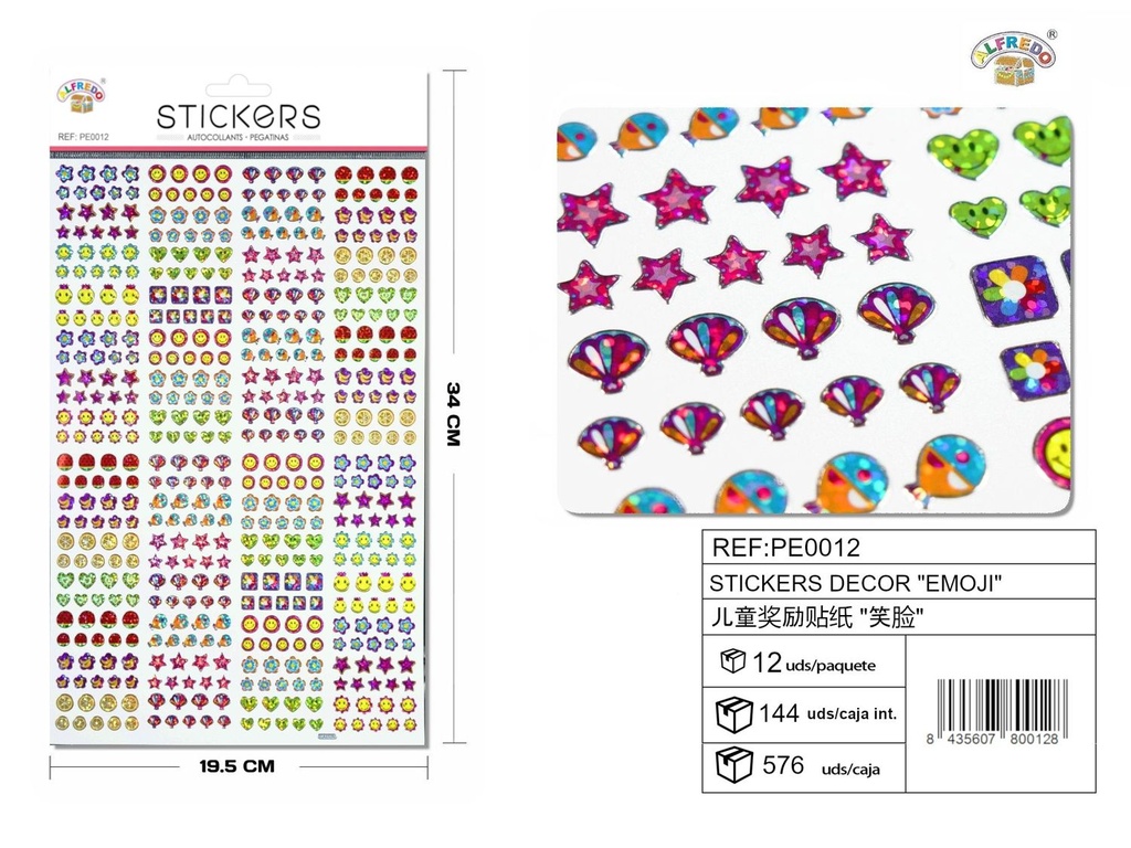 Stickers decorativos "emoji" 19.5x34cm para manualidades