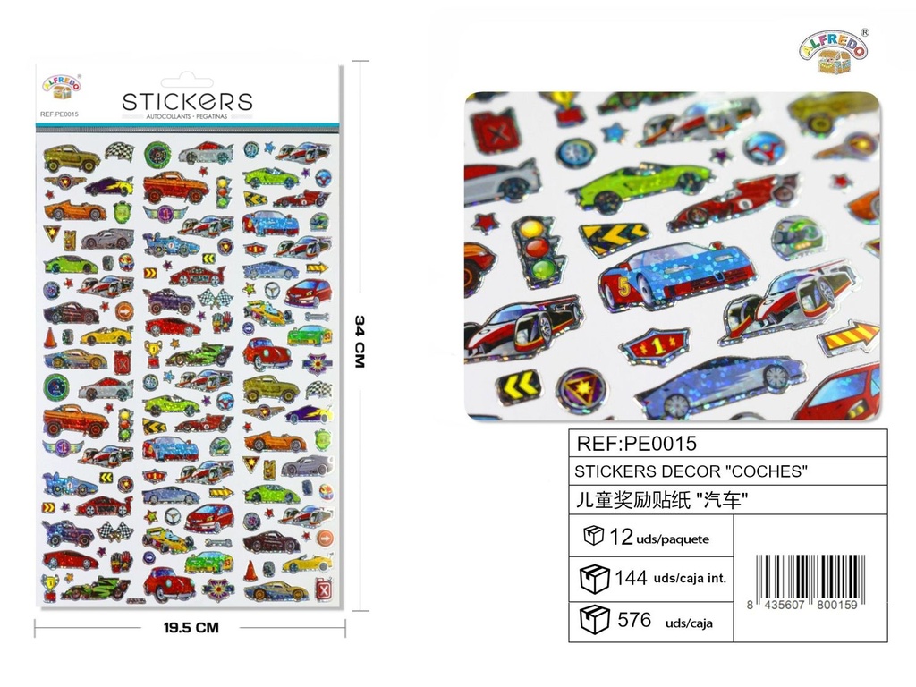 Stickers decorativos "coches" 19.5x34cm para manualidades