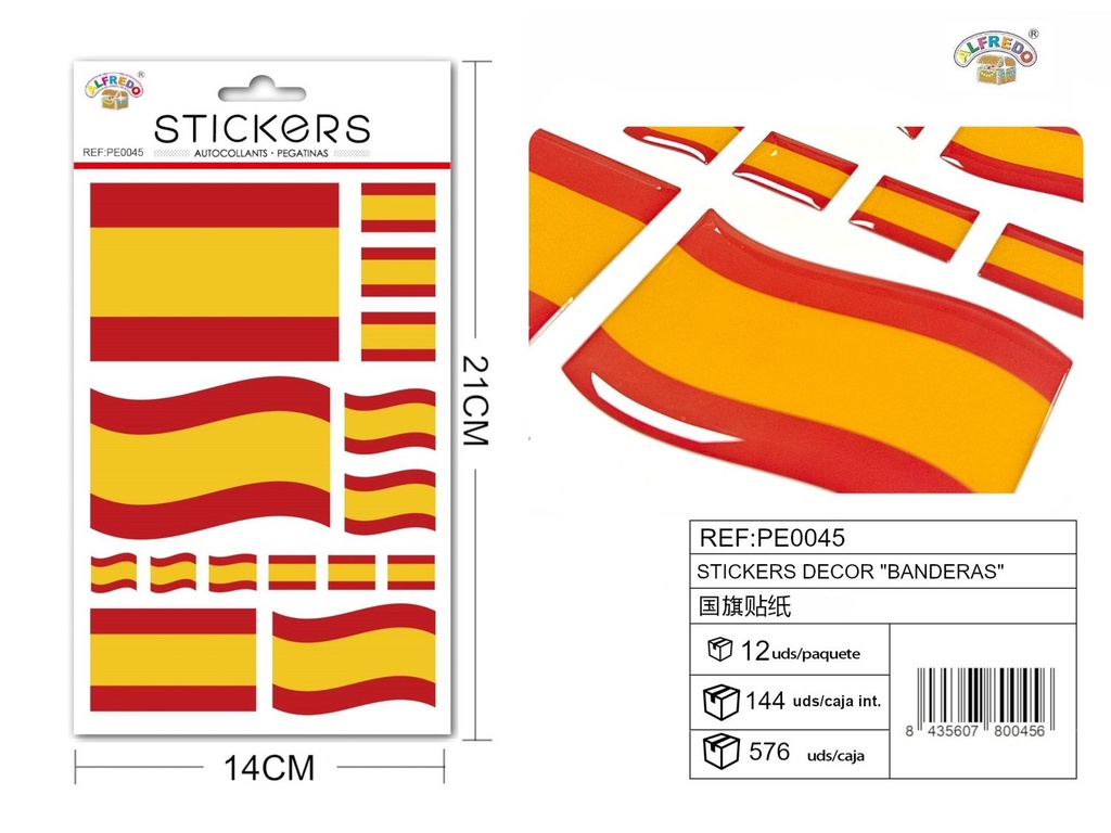 Stickers decorativos banderas 14x21cm, para manualidades