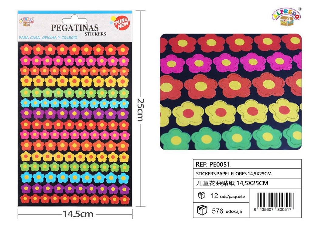 Stickers papel flores 14.5x25 cm - Pegatinas decorativas para niños