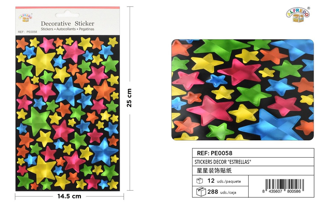 Stickers decorativos "estrellas" 14.5x25cm para manualidades