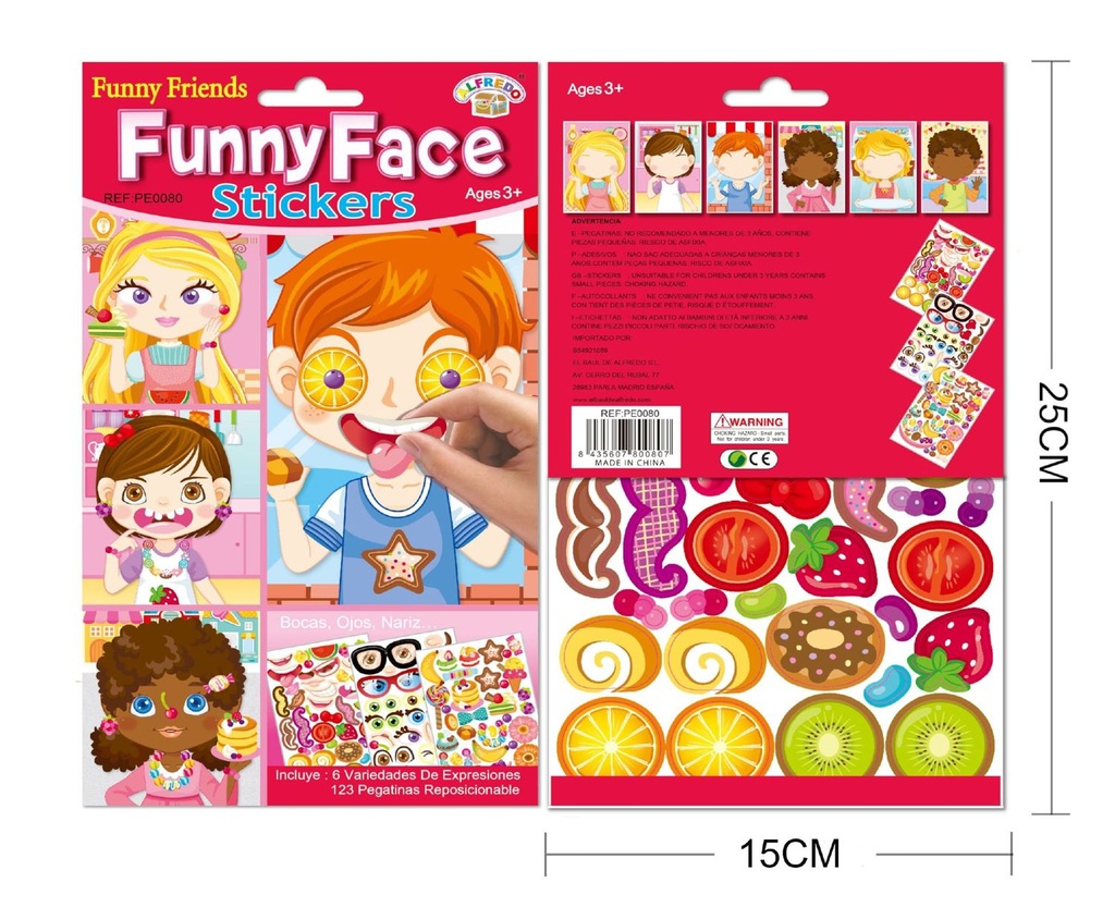 Stickers FunnyFace "Funny Friends" 15x25cm manualidades