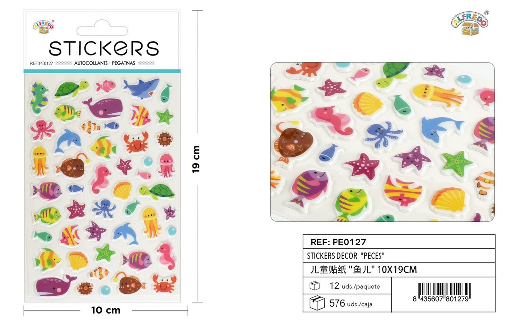 Stickers decorativos "Peces" 10x19cm