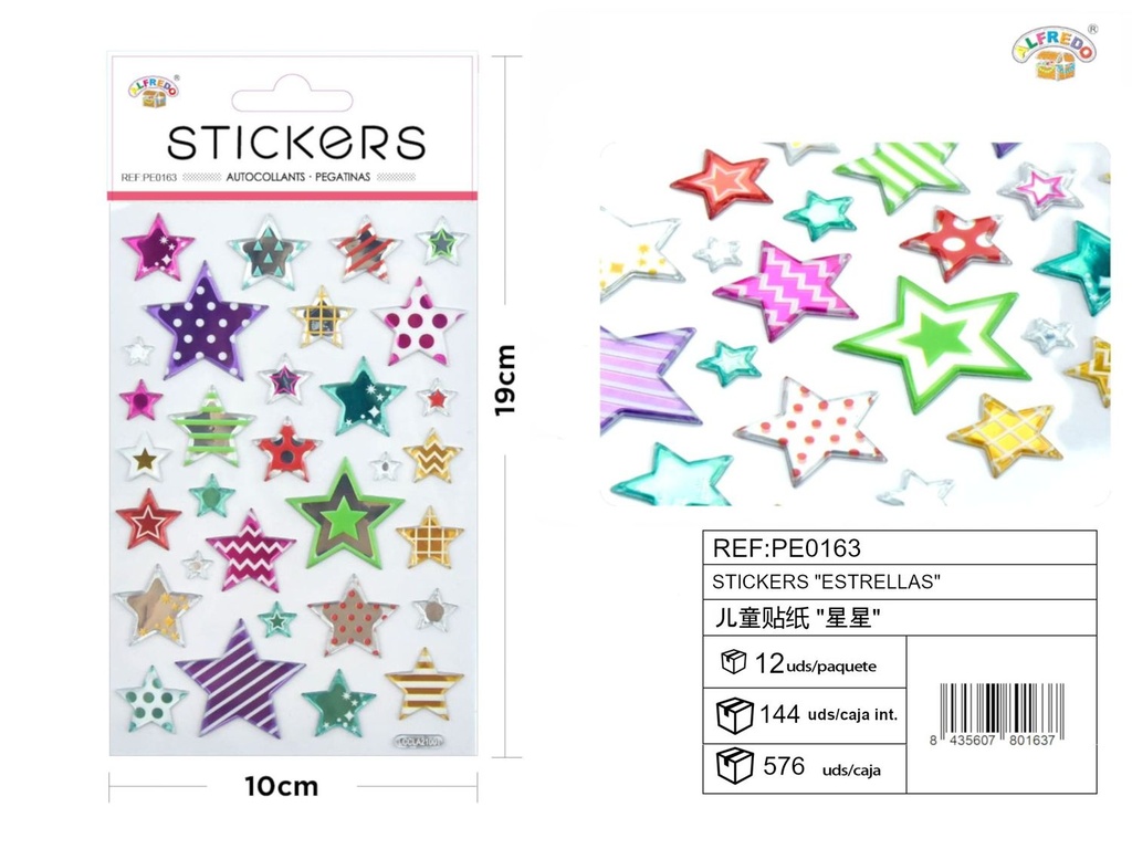 Stickers de estrellas 10x19cm para manualidades