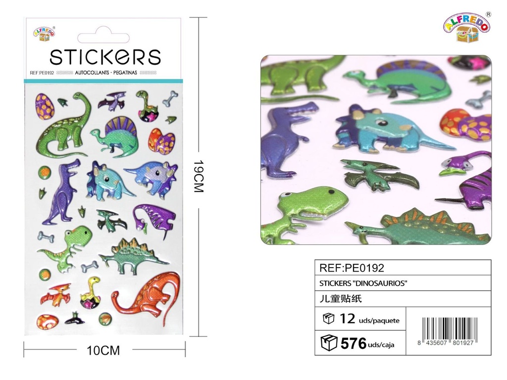 Stickers "Dinosaurios" 10x19cm para niños