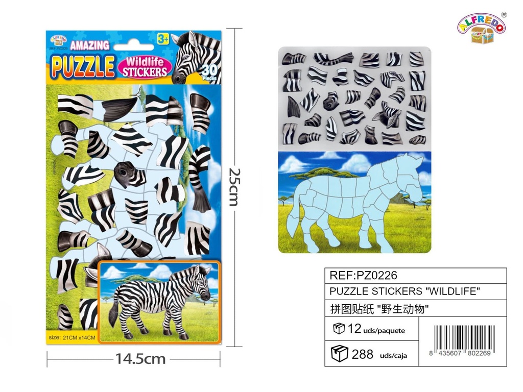 Puzzle con stickers "Wildlife" 14.5x25cm para manualidades