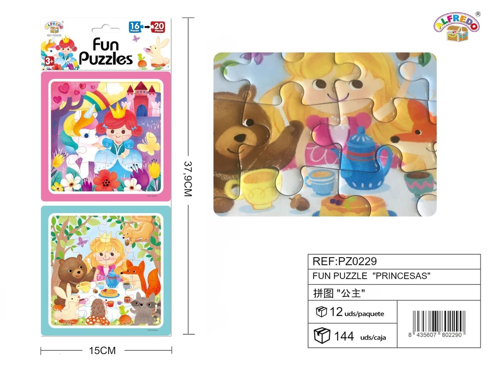 Fun puzzle "Princesas" 15x37.9cm para actividades infantiles