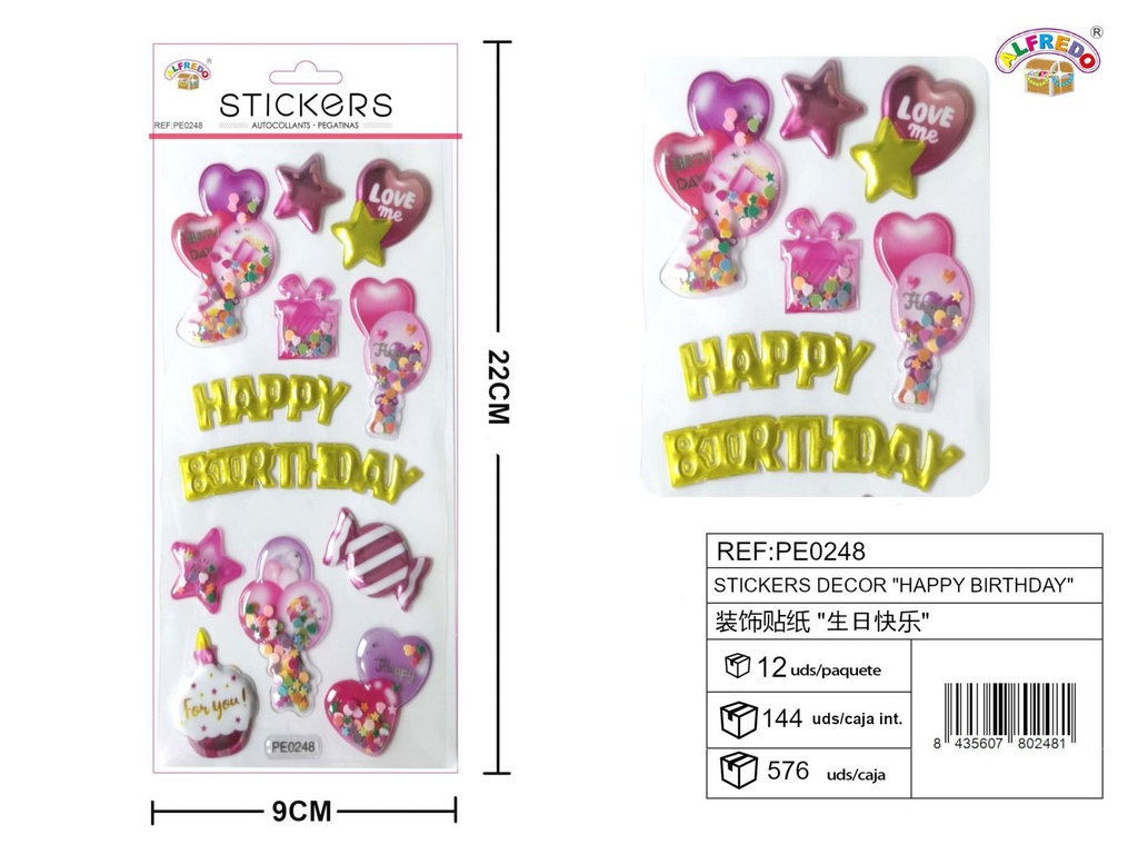 Stickers decorativos "Happy Birthday" 9.5x22cm