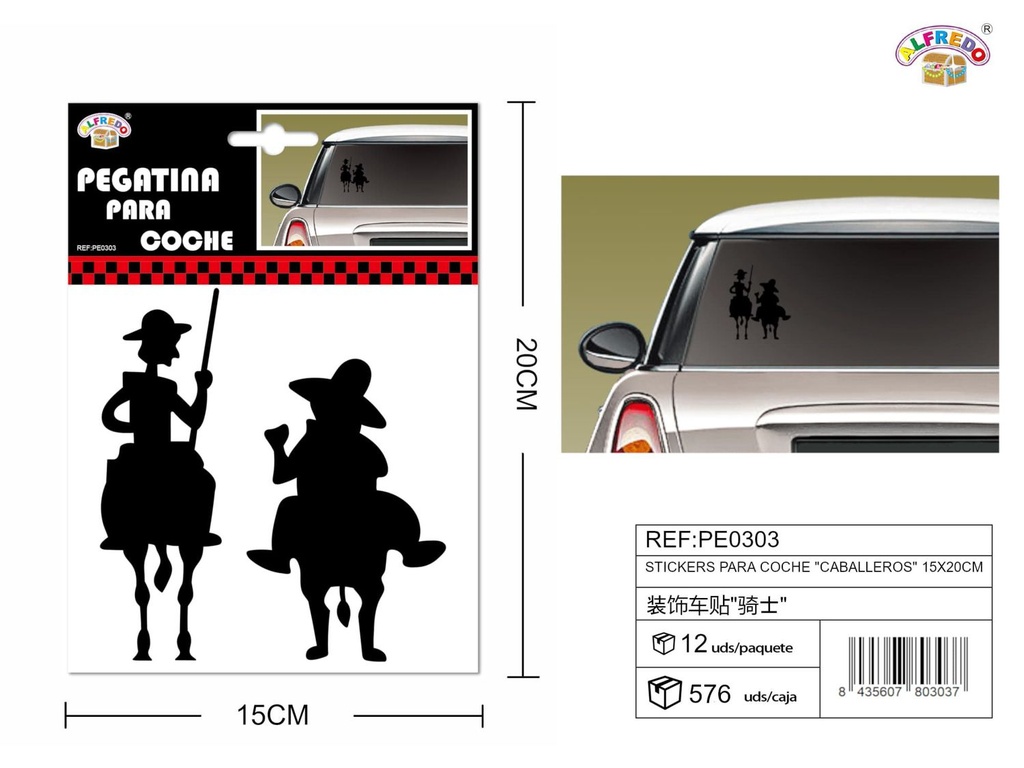 Stickers para coche "Caballeros" 15x20cm para decoración automotriz