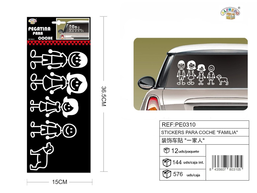 Stickers para coche "Familia" 15x36.5cm - Accesorios decorativos