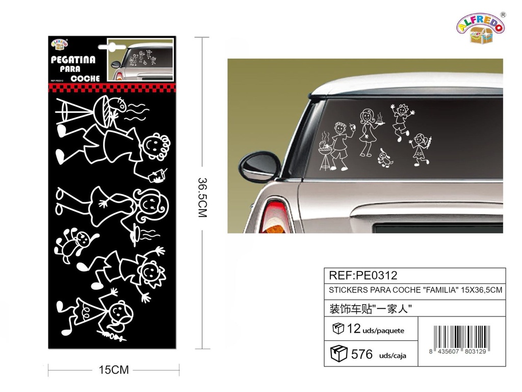 Stickers para coche "Familia" 15x36.5cm para decoración automovilística