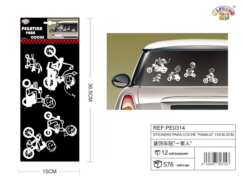 Stickers para coche "Familia" 15x36.5cm - Accesorios decorativos