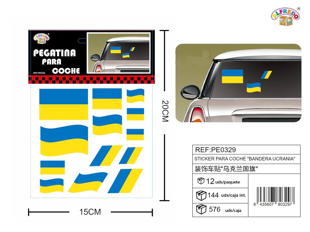 Sticker para coche "Bandera Ucrania" 15x20cm