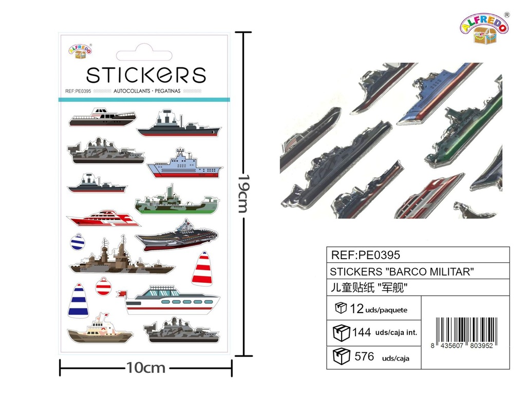 Stickers "barco militar" 10x19 cm - Pegatinas surtidas infantiles