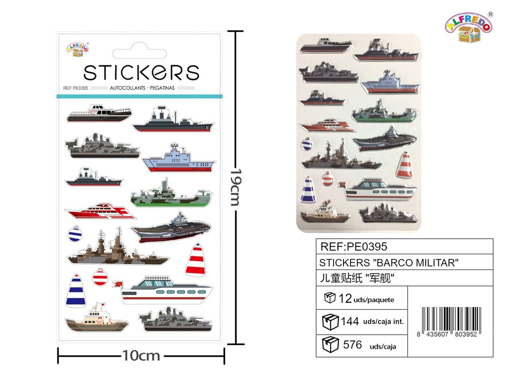 Stickers "barco militar" 10x19cm para niños