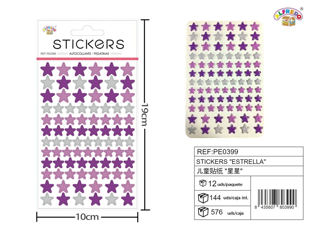 Stickers estrella 10x19cm para manualidades y decoraciones