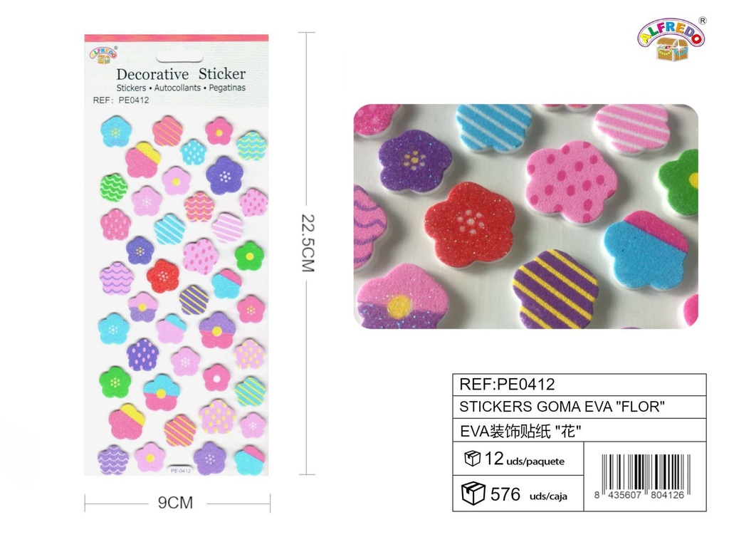 Stickers goma EVA "flor" 9x22.5 cm - Pegatinas de manualidades
