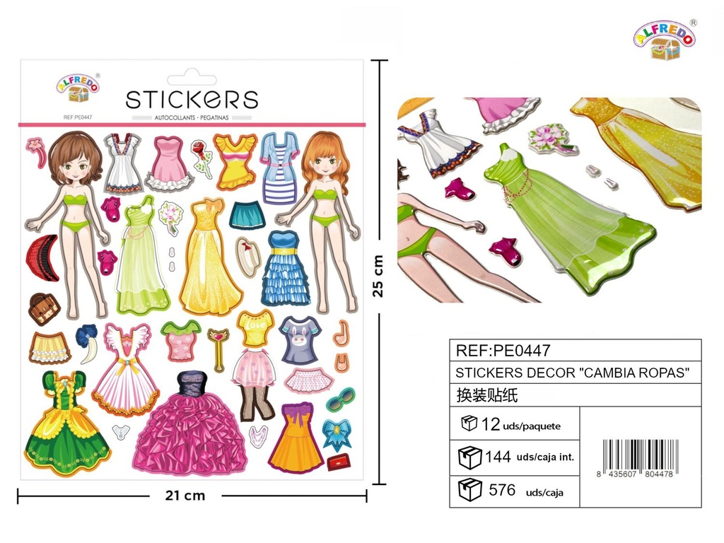 Stickers decorativos "cambia ropas" 21x25cm para manualidades