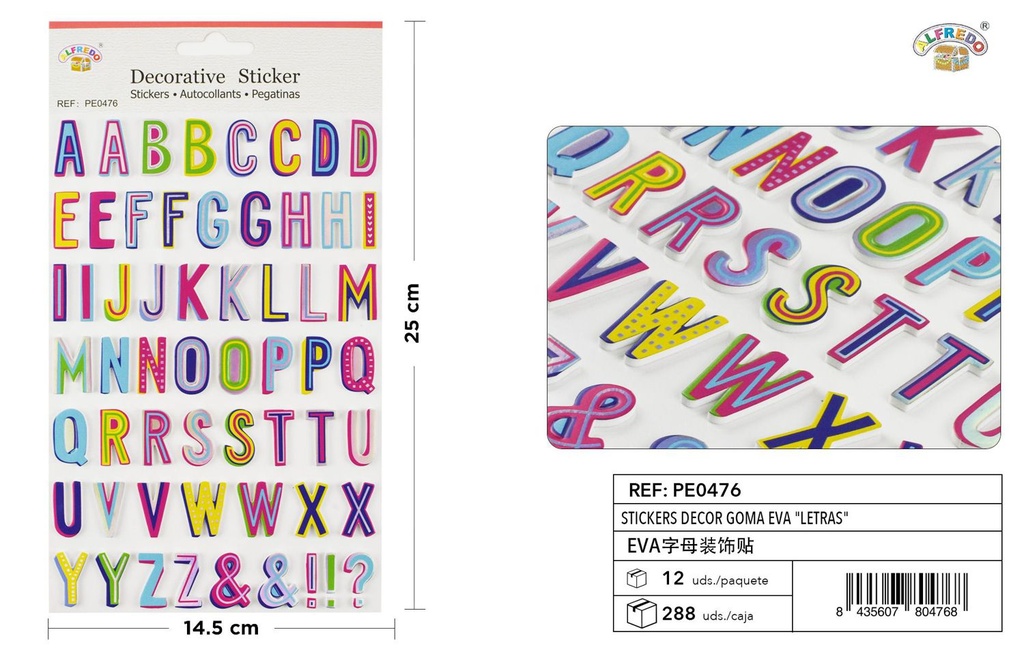 Stickers Decor Goma EVA "Letras" 14.5x25 cm - Pegatinas decorativas de EVA