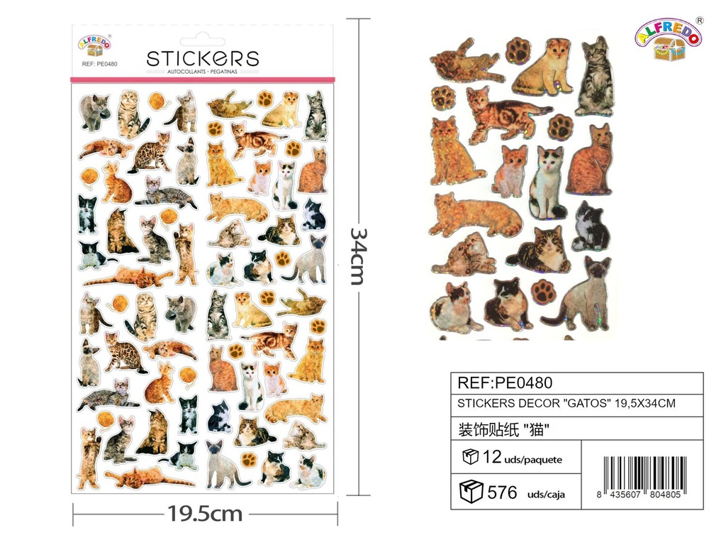 Stickers decorativos "gatos" 19.5x34cm