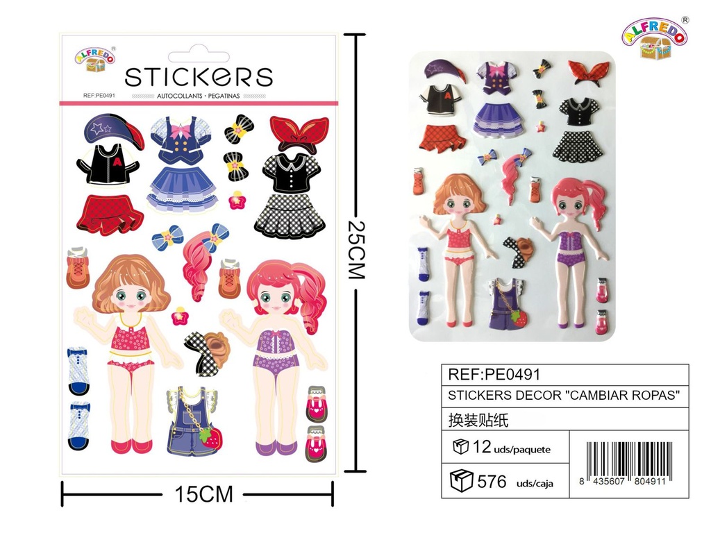 Pegatinas decorativas "Cambia Ropas" 15x25 cm - Juguetes infantiles