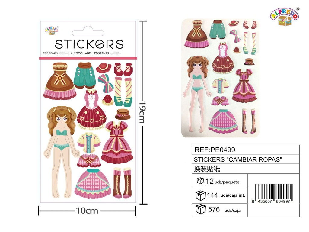 Stickers "Cambia Ropas" 10x19cm para manualidades