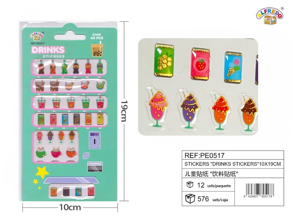 Stickers "Drinks" 10x19cm para manualidades