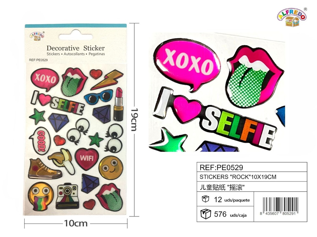 Stickers "rock" 10x19 cm - Pegatinas surtidas infantiles