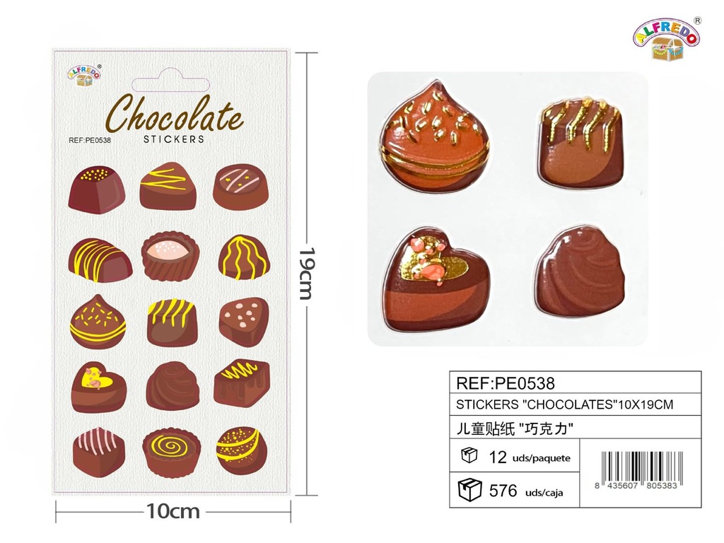 Stickers "chocolates" 10x19 cm - Pegatinas surtidas infantiles