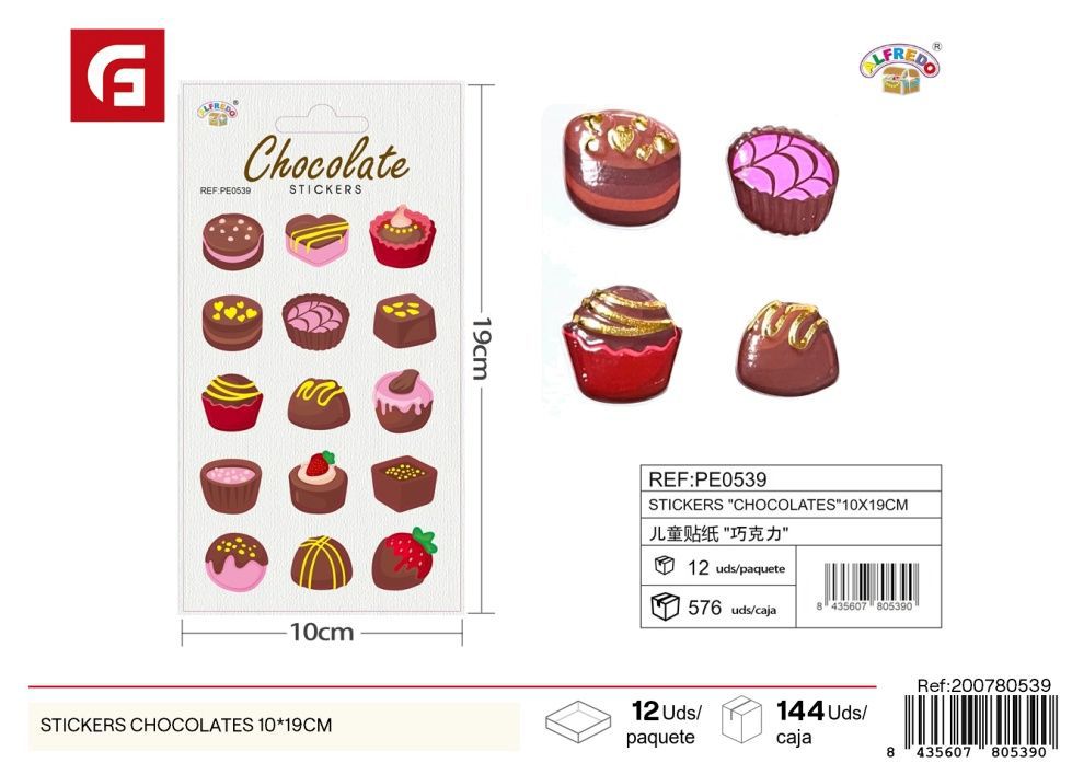 Stickers "chocolates" 10x19 cm - Pegatinas surtidas infantiles