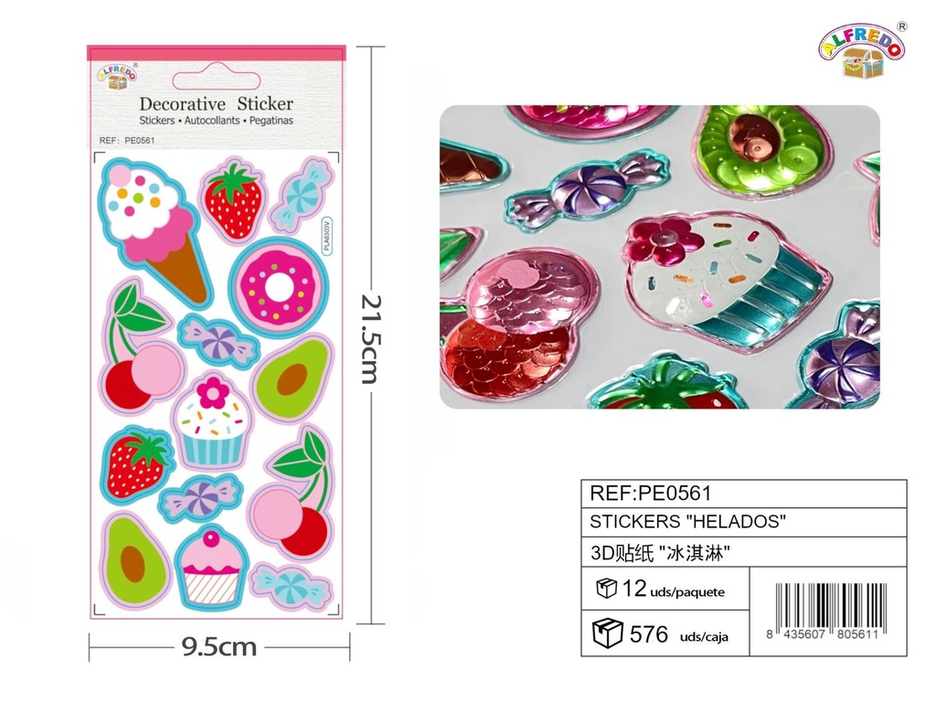 Stickers "helados" 9.5x21.5 cm - Pegatinas surtidas infantiles