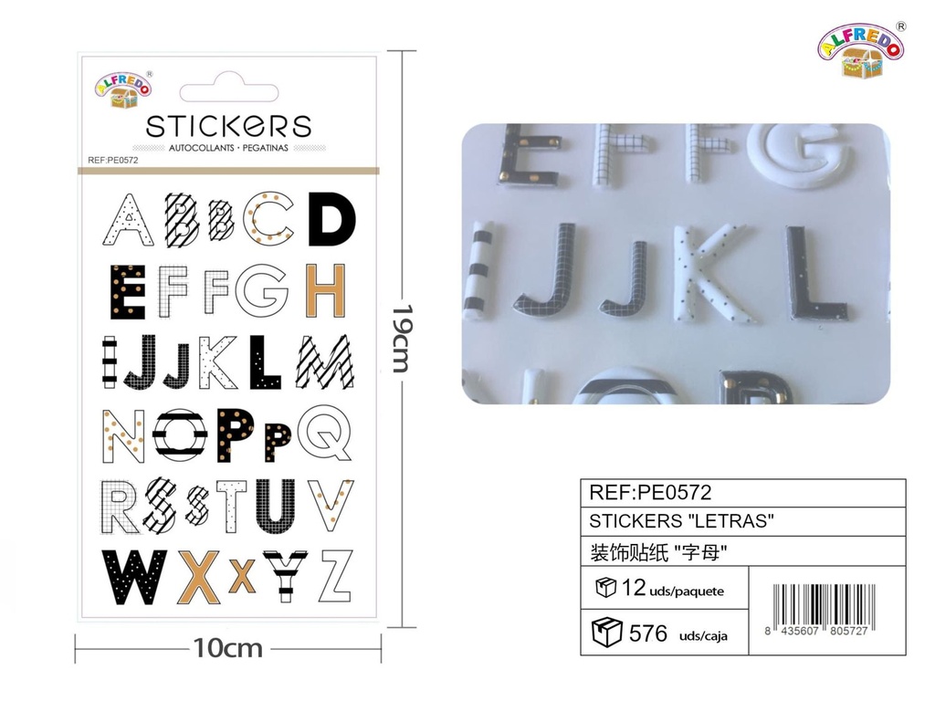 Stickers "Letras" 10x19cm para manualidades