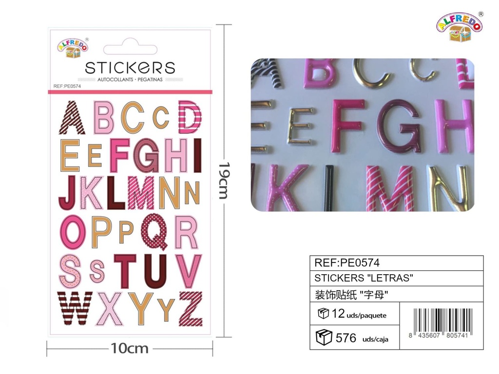 Stickers "letras" 10x19 cm - Pegatinas numéricas infantiles