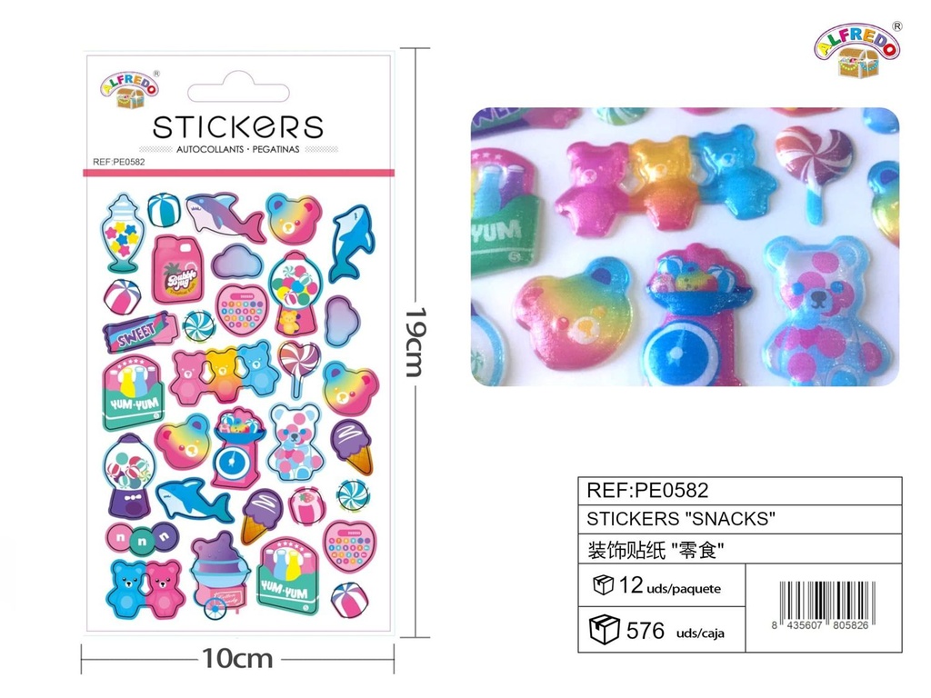 Stickers "snacks" 10x19 cm - Pegatinas surtidas infantiles