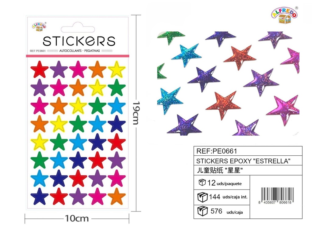 Stickers epoxy "estrella" 10x19 cm - Pegatinas surtidas infantiles