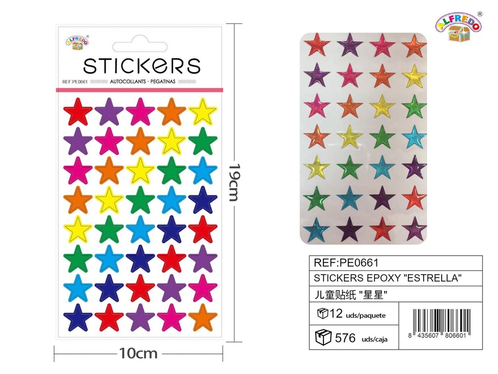 Stickers epoxy "estrella" 10x19cm para manualidades