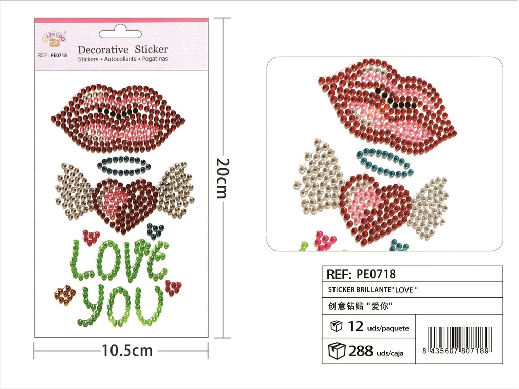 Pegatinas brillantes "LOVE" 10.5x20cm