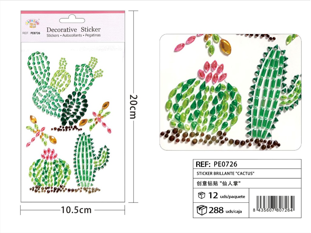 Sticker brillante "cactus" 10.5x20cm