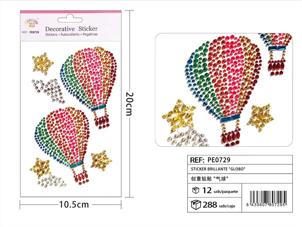 Sticker Brillante "Globo" 10.5x20 cm - Pegatinas de diamantes y perlas