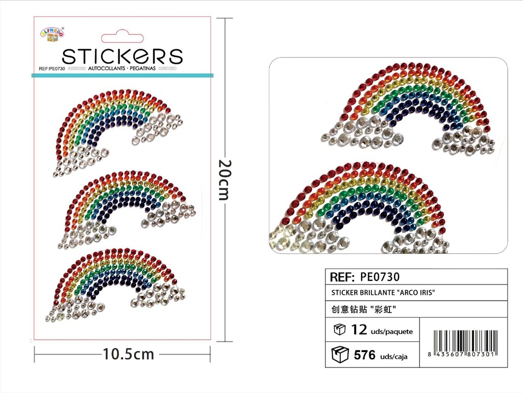 Pegatina brillante "Arco Iris" 10.5x20 cm - Decoraciones