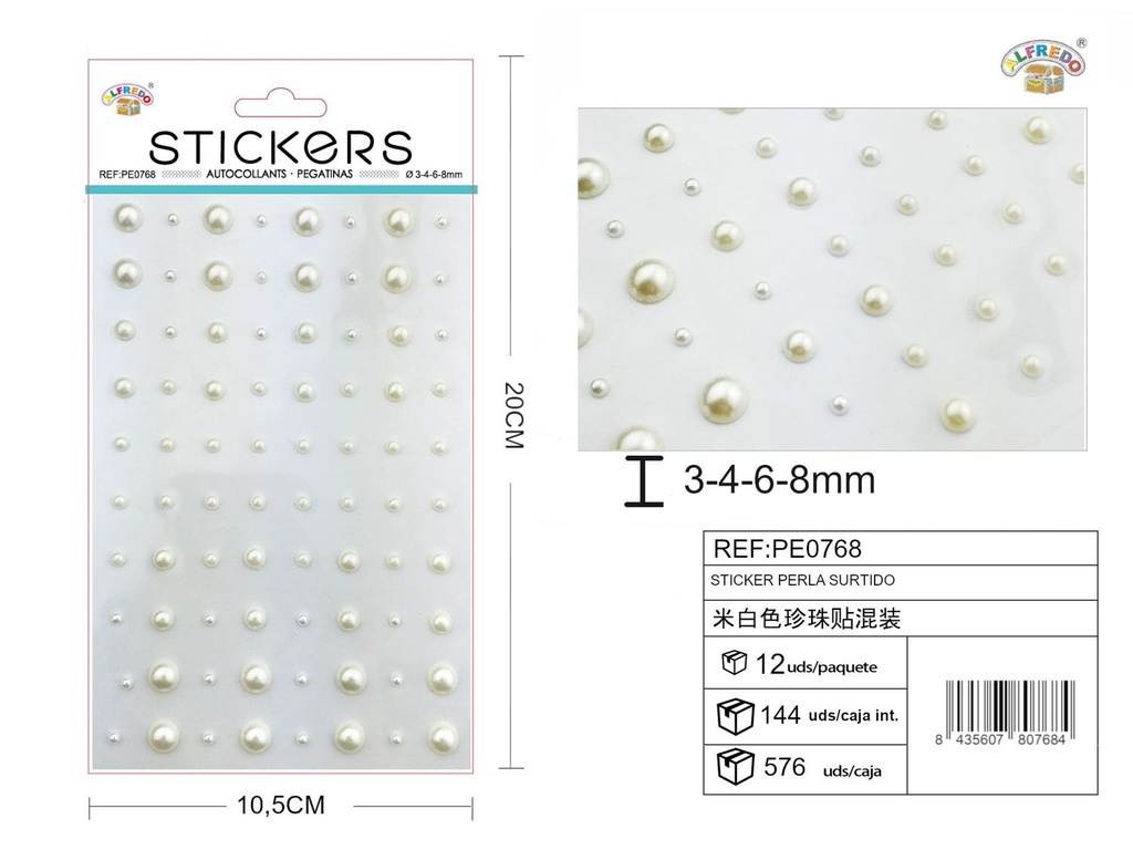 Pegatinas de perla surtido 80 pcs 10,5x20 cm - Adornos decorativos