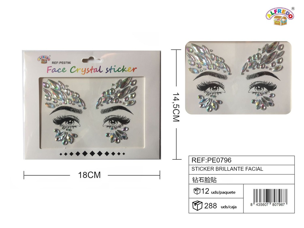 Sticker brillante facial 14.5x18cm para manualidades