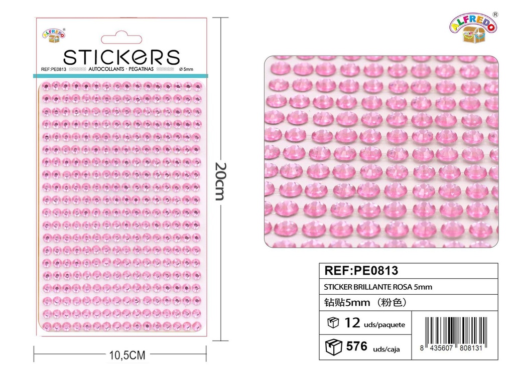 Sticker brillante rosa 5mm 10,5x20cm para manualidades